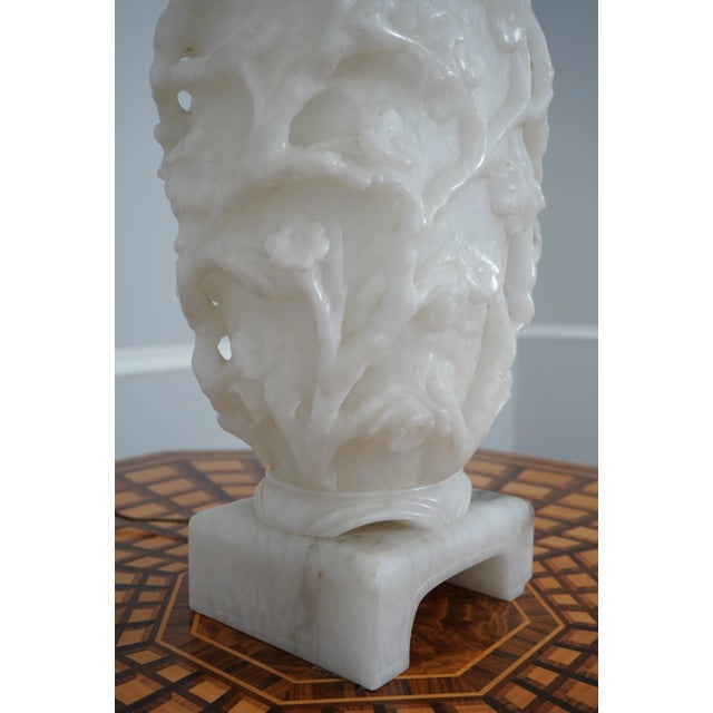Quality Vintage Ornate Alabaster Asian Table Lamp For Sale - Image 9 of 9
