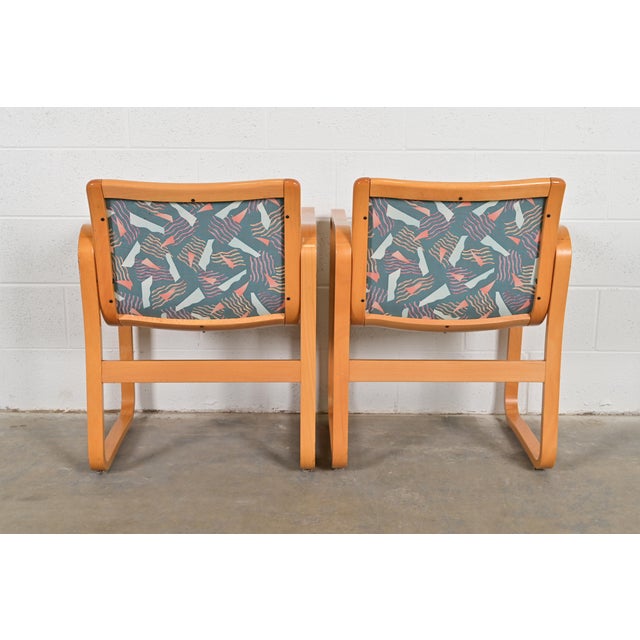 Loewenstein Modern Bent Beechwood Sled Leg Lounge Chairs, Pair For Sale - Image 12 of 15
