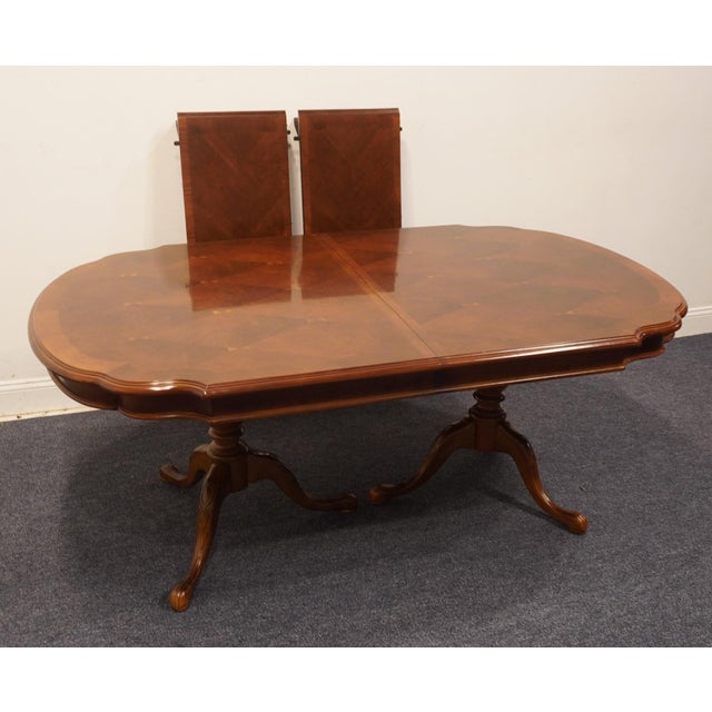 Universal Furniture Cherry Contemporary Transitional 100" Double Pedestal Dining Table For Sale - Image 10 of 10