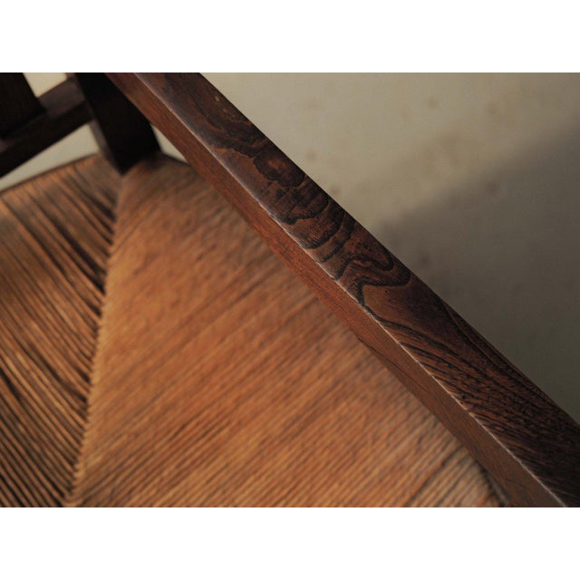 Brutalist Oak and Straw Armchair, France, 1950 For Sale - Image 13 of 18
