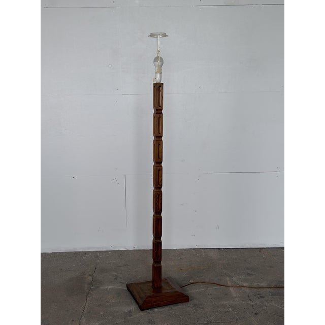 1960s Scandinavian Modern Brutalist Oak Floor Lamp, 1960s For Sale - Image 5 of 14