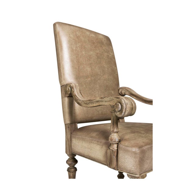 Wood Early English Leather Upholstered Armchair For Sale - Image 7 of 9