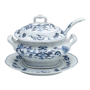 Vintage MCM Blue Danube Tureen With Underplate and Ladle