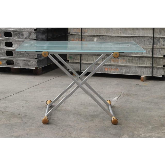 Extendable Side Table in Glass with Steel Structure For Sale - Image 3 of 17