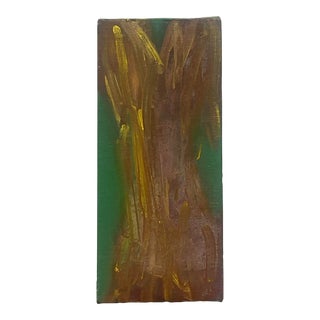 Vintage Russell Christoffersen Abstract on Canvas in Green and Gold For Sale