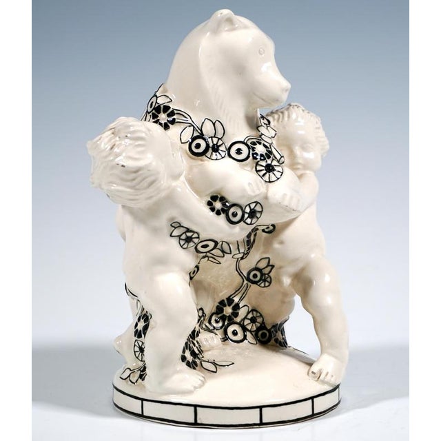 Standing Bear with Putti by Michael Powolny for Vienna Ceramics, 1910s For Sale - Image 4 of 8