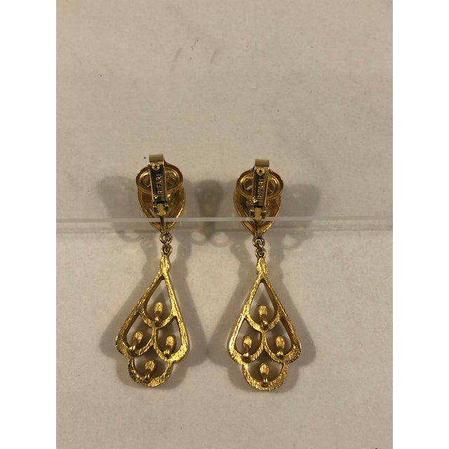 1970s Trifari Gold Art Deco Dangle Earrings, A Pair For Sale - Image 10 of 10