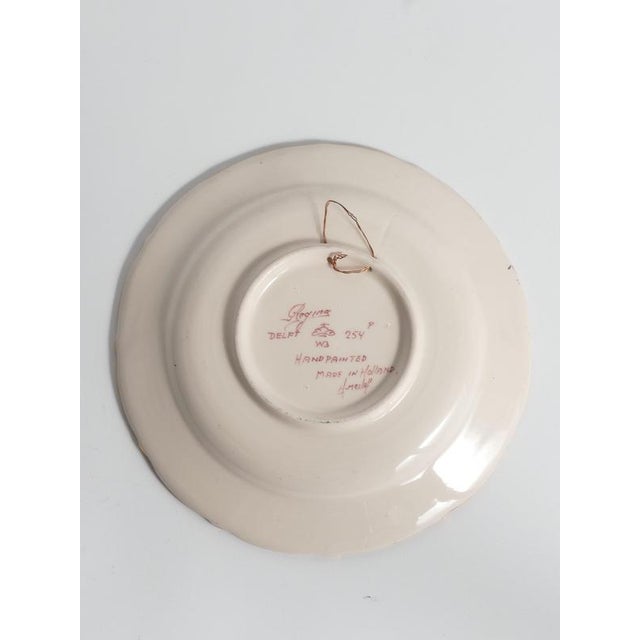 Ceramic Gouda Delft Hand-Painted Plate by Regina, 1950s For Sale - Image 7 of 11