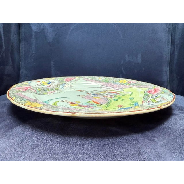 Mason's Ironstone Antique 19th Century English Mason’s Ironstone Hand-Colored Polychrome Chinoiserie Scroll Dinner Plate For Sale - Image 4 of 6