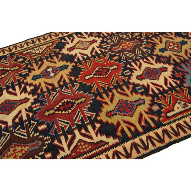 Blue Vintage Turkish Kilim Wool Rug With Allover Geometric Design For Sale In New York - Image 6 of 9