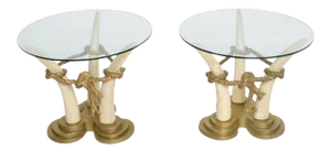 1970s Exotic Spanish Side Tables Faux Ivory Bronze Italo Valenti & Company