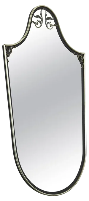 Mid-Century Shield Mirror in Patinated Brass, 1950s