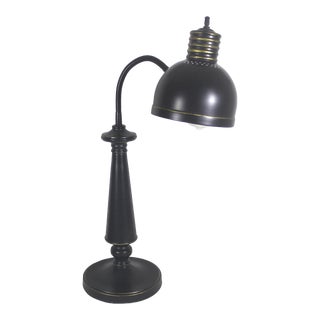 Vintage Gooseneck Tole Large Desk Lamp Black and Gold For Sale