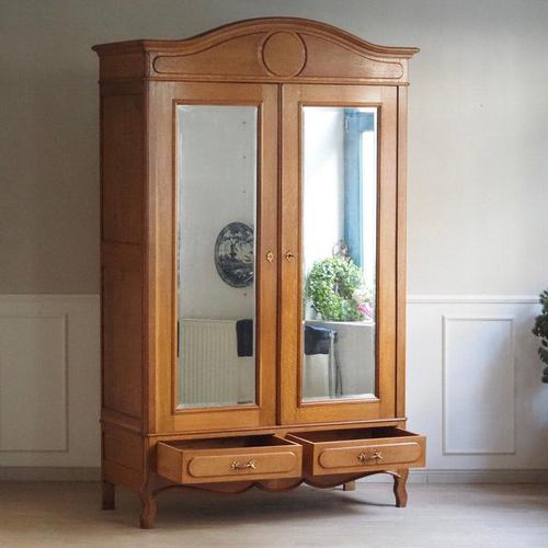 Antique Art Nouveau Mirrored Wardrobe with Drawers, France, 1900s For Sale - Image 15 of 18