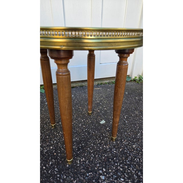Vintage French Louis XVI–Style Marble-Top Side Tables With Pierced Brass Galleries — A Pair For Sale - Image 16 of 18