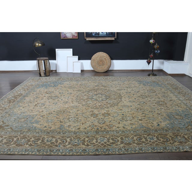 Textile 1970s Vintage Persian Handmade Wool Cotton Brown Area Rug For Sale - Image 7 of 11