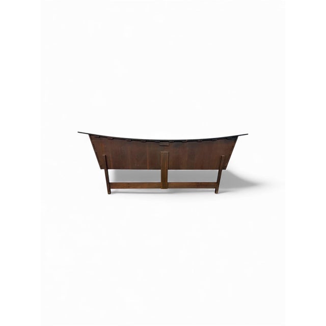 Wood Mid-Century Modern Kagan Style King Size Walnut Headboard For Sale - Image 7 of 7