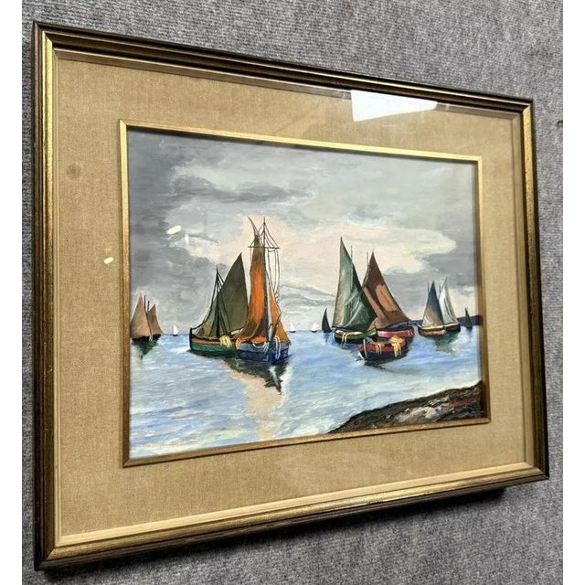 F. Leonardo, circa 1940: Oil painting on panel, Mediterranean landscape in Italy attractive giltwood frame signed 44 x 54...