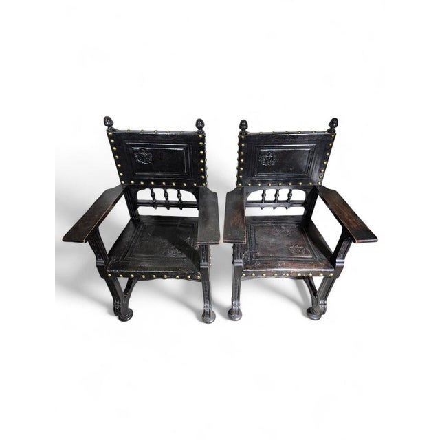 Set of Large 19th Century Castilian Armchairs, 1860 For Sale - Image 11 of 16