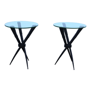 Oryx Gazella Horn Tripod Side Tables by Source for West Elm-a Pair