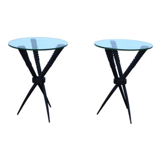 Oryx Gazella Horn Tripod Side Tables by West Elm - A Pair For Sale
