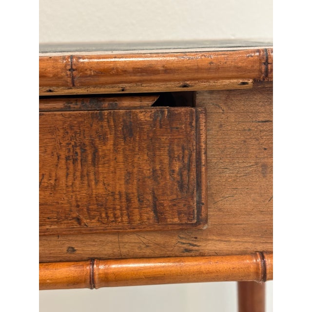 Antique Aesthetic Movement Faux Bamboo Chinoiserie Style Side Table With Drawer For Sale - Image 18 of 18