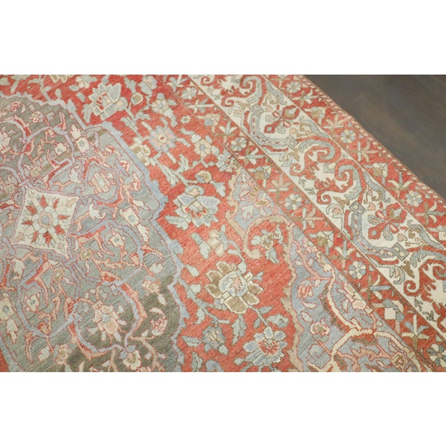 Green Zabihi Collection Large Scale Persian Antique Bakhtiari Rug - 12'5" x 18'5" For Sale - Image 8 of 12