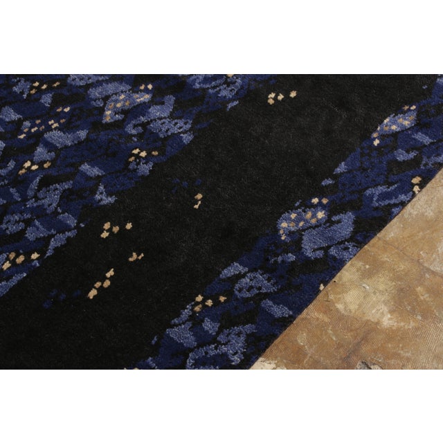 1950s Rug & Kilim’s Scandinavian Style Rug All Over Blue, Black Geometric Pattern For Sale - Image 5 of 8