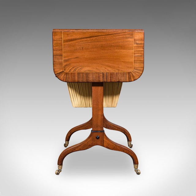 Wood Antique Drop Leaf Ladies Work Table, English, Sewing, Writing, Regency, c.1820 For Sale - Image 7 of 12