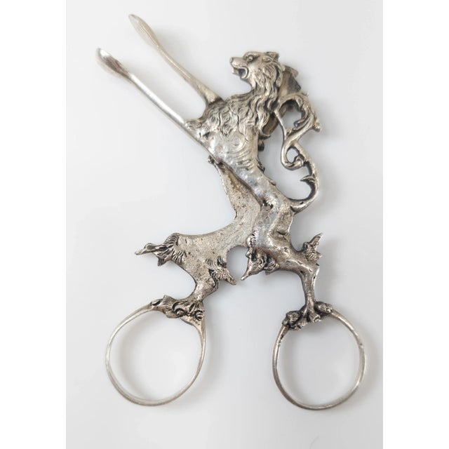 English 19th Century South German 800 Silver Sugar Tongs With Lion Rampant For Sale - Image 3 of 8