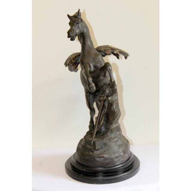 Vintage j.b. Hirsch "Collection Française" Bronze Pegasus Replica Sculpture After Émile-Louis Picault – 20" H For Sale - Image 4 of 16