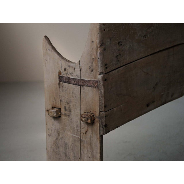 Rustic Wood Farm Bench, France, 1800s For Sale - Image 13 of 17