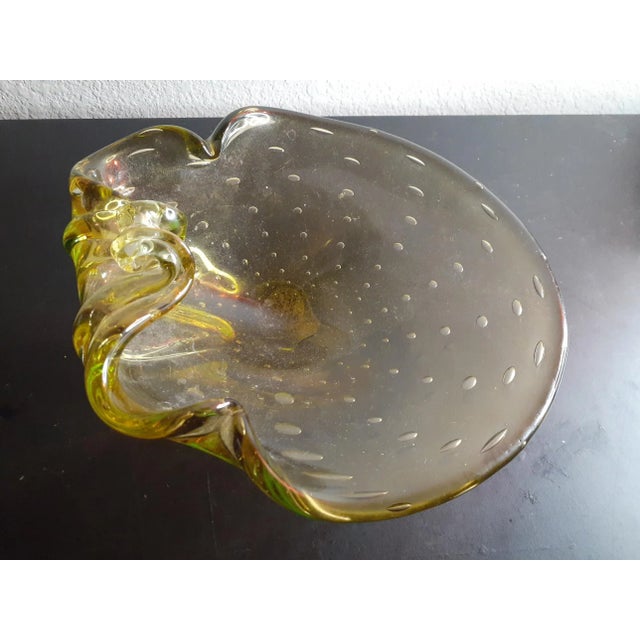 Contemporary 1980s Murano Italy Amber Glass Bullicante Sculptural Bowl For Sale - Image 3 of 12