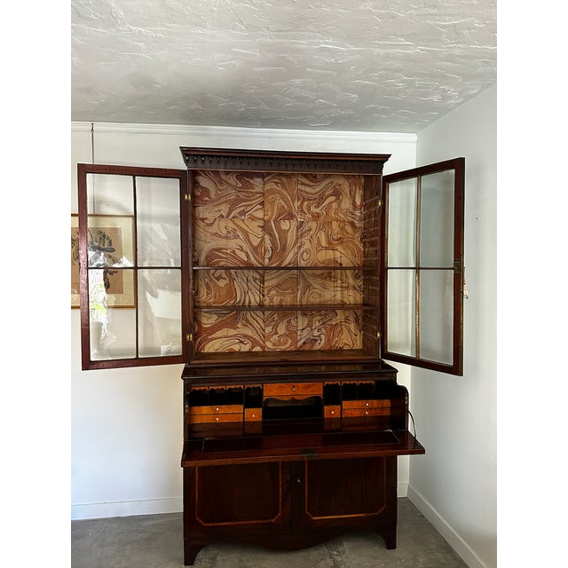 Late 19th Century 19th Century English Secretary With Glass Hutch For Sale - Image 5 of 11