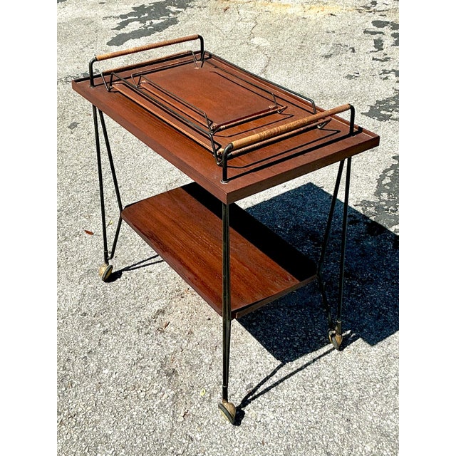 Vintage Swedish Teak Bar Cart With Serving Trays - Set of 3 For Sale - Image 10 of 10