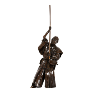 A Fine Japanese Meiji Period Antique Bronze Sculpture of a Samurai Warrior