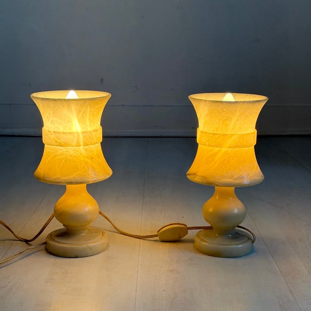 Vintage Alabaster Lamps, 1960s, Set of 2 For Sale - Image 6 of 14