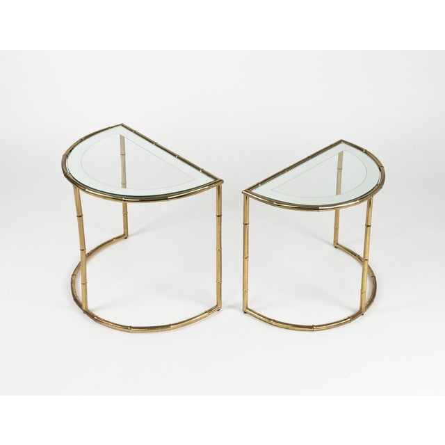 Mid-Century Modern Mid-Century Modern Brass and Glass Nesting Tables, 1970s, Set of 2 For Sale - Image 3 of 18
