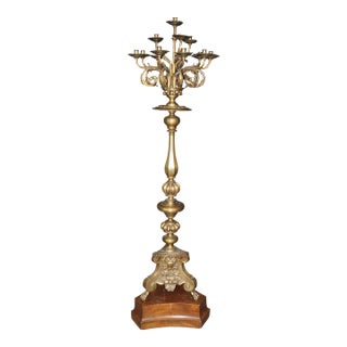 Rare French Bronze Mounted Dore' Finish Paw Footed Candelabra For Sale