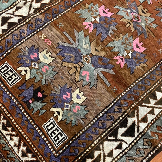 Shabby Chic 1930s Vintage Kazak Wool Plant Dye Camel Area Rug For Sale - Image 3 of 13