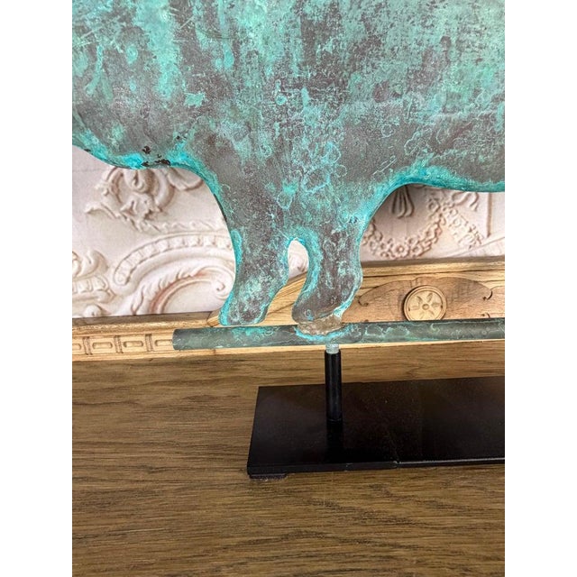 Folk Art Copper Pig Weathervane Object on Iron Base For Sale - Image 4 of 10