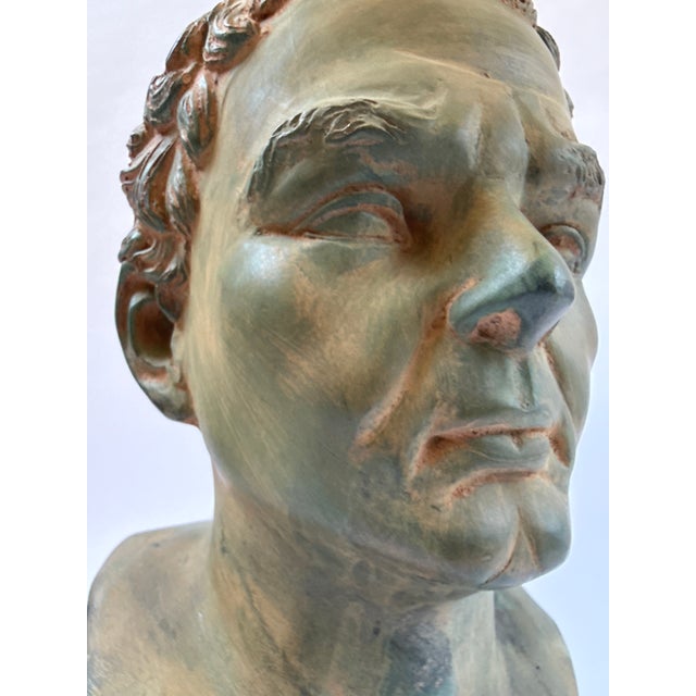 1990s Classical Greco Roman-Style Portrait Bust, on Stand For Sale - Image 4 of 12