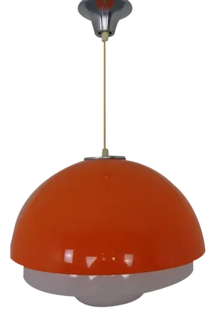 Space Age Orange & White Ceiling Lamp, Italy, 1970s