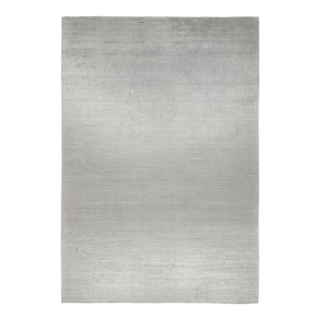 2010s Rug & Kilim’s Modern Rug in Solid Gray and Off-White Striae For Sale