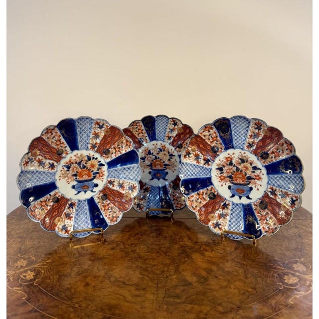 Ceramic Antique Japanese Imari Plates, 1900s, Set of 3 For Sale - Image 7 of 7