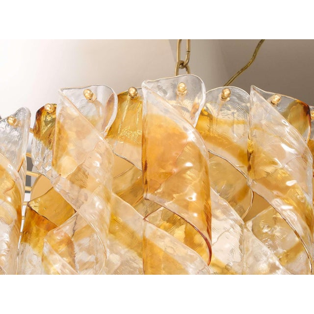 Hollywood Regency Italian Mazzega Multi-Tier Glass Chandelier For Sale - Image 3 of 6