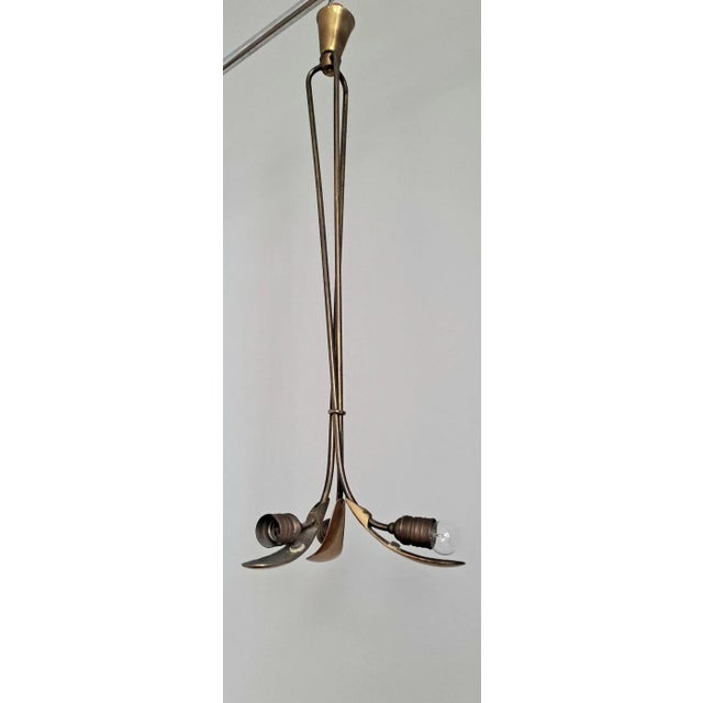 Brass 1930s French Art Deco Brass Pendant For Sale - Image 8 of 10