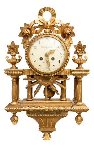 Gustavian Gold-Plated Wall Clock, 1900s