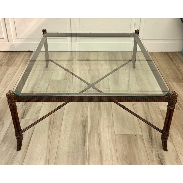 Here is a beautiful vintage Hollywood Regency coffee table, believed to date to the 1980s, in the style of Maitland-Smith....