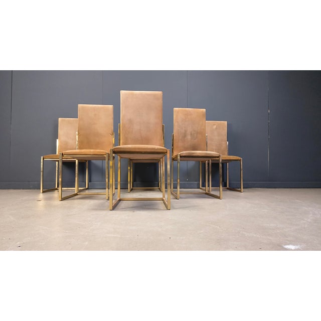 Brass Dining Chairs from Belgochrom, 1970s, Set of 6 For Sale - Image 6 of 17